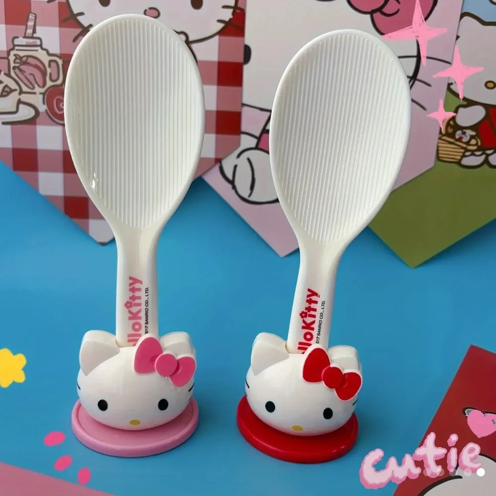 )NEW} Hello Kitty White and Pink Rice Spoon Non-Stick